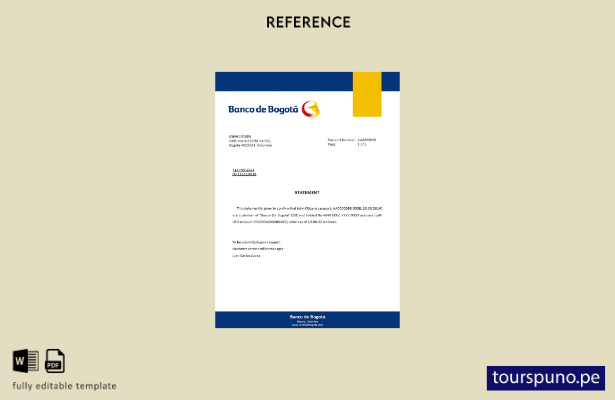 listo para imprimir plantilla de referencia de cierre del Banco de Bogotá Colomb